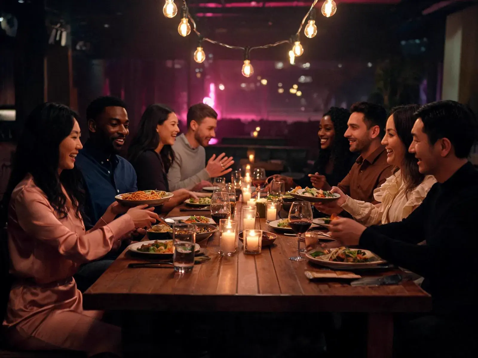 Miembros del club compartiendo en una cena